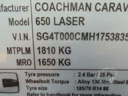 2017 Coachman LASER 650/4