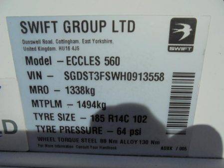 2017 Swift STERLING ECCLES 560 ALDE