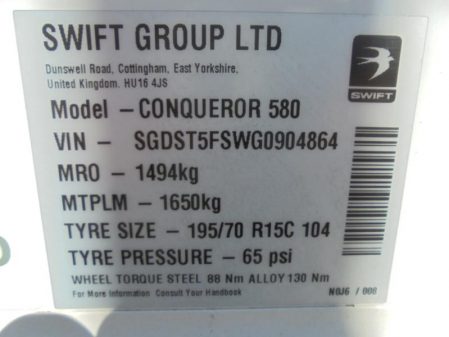 2016 Swift CONQUEROR 580