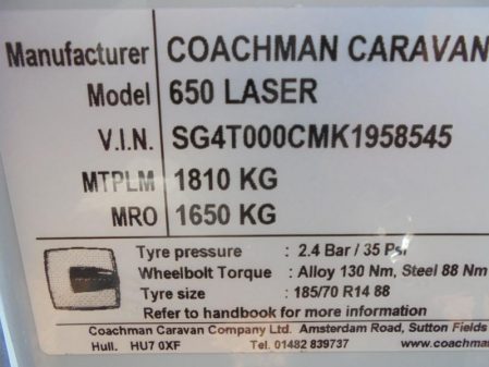 2019 Coachman LASER 650/4