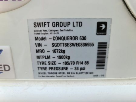 2014 Swift Conqueror 630
Incl AWD Mover & Solar Panel