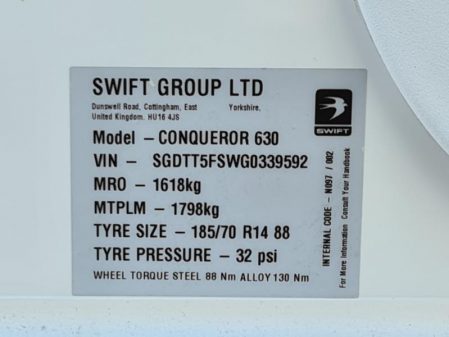 2016 Swift Conqueror 630
Inc Mover