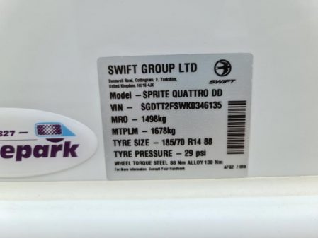 2019 Swift Sprite Quattro DD
Inc All Wheel Mover