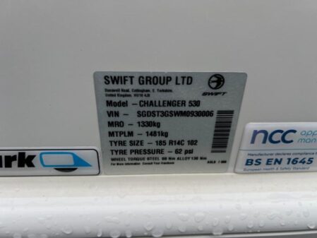 2021 Swift Challenger 530
Incl Mover