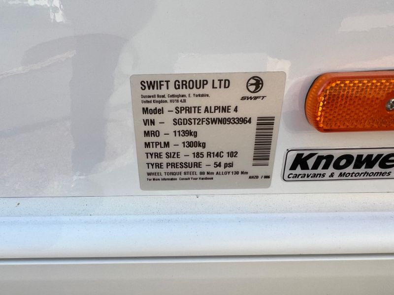 2022 Swift Sprite Alpine 4
Incl Mover